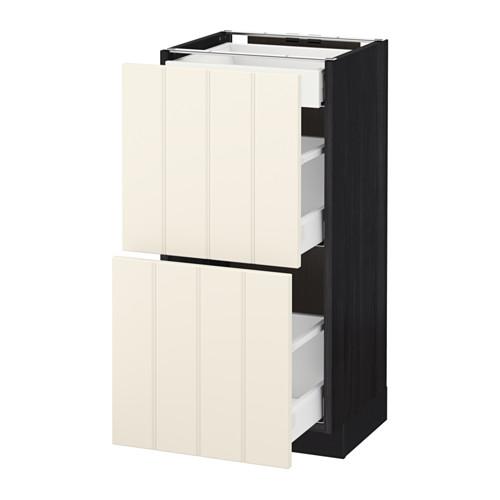 МЕТОД / МАКСИМЕРА Напольный шкаф/2фасада/3ящика - под дерево черный, Хитарп белый с оттенком, 40x37 см