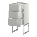 МЕТОД / ФОРВАРА Напольн шкаф 3фронт пнл/2низ/2ср ящ - 40x37x60 см, Гревста нержавеющ сталь, белый МЕТОД / ФОРВАРА Напольн шкаф 3фронт пнл/2низ/2ср ящ - 40x37x60 см, Гревста нержавеющ сталь, белый