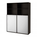 ГАЛАНТ Комбинация д/хран с дверцей-шторой - черно-коричневый