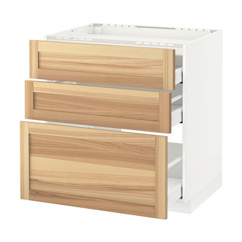 МЕТОД / МАКСИМЕРА Напольн шкаф/3фронт пнл/3ящика - белый, Торхэмн естественный ясень, 80x60 см МЕТОД / МАКСИМЕРА Напольн шкаф/3фронт пнл/3ящика - белый, Торхэмн естественный ясень, 80x60 см