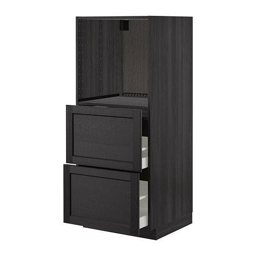 МЕТОД / МАКСИМЕРА Высокий шкаф с 2 ящиками д/духовки - под дерево черный, Лерх черная морилка МЕТОД / МАКСИМЕРА Высокий шкаф с 2 ящиками д/духовки - под дерево черный, Лерх черная морилка