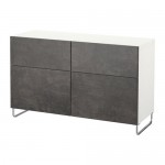 БЕСТО Комб для хран с дверц/ящ - белый КЭЛЛЬВИКЕН/СУЛАРП/темно-серый под бетон, направляющие ящика, плавно закр