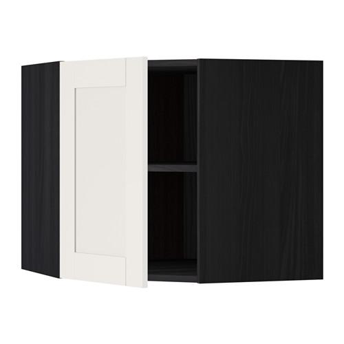 METOD угловой навесной шкаф с полками черный/Сэведаль белый 68x60 см