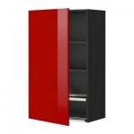 МЕТОД Шкаф навесной с сушкой - 60x100 см, Рингульт глянцевый красный, под дерево черный