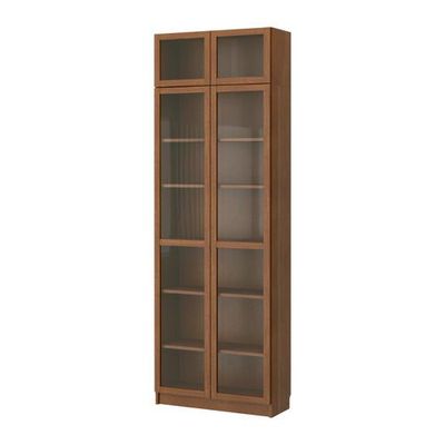 БИЛЛИ Шкаф книжный со стеклянной дверью - классический коричневый