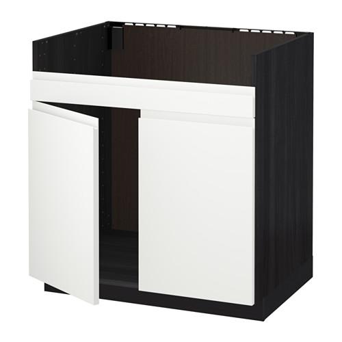 МЕТОД Напольн шкаф д двойн мойки ДУМШЁ - под дерево черный, Воксторп белый МЕТОД Напольн шкаф д двойн мойки ДУМШЁ - под дерево черный, Воксторп белый