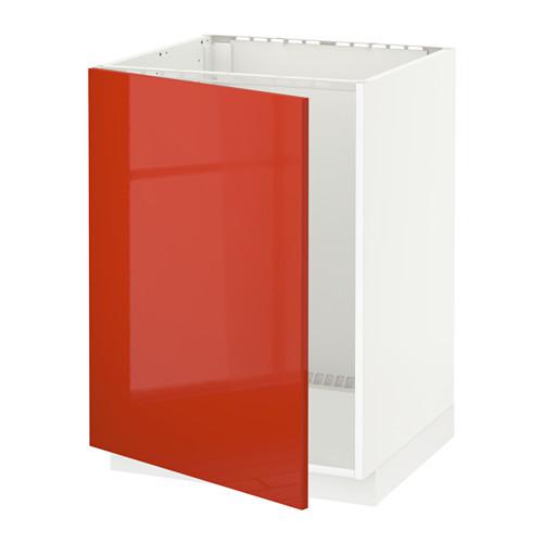 МЕТОД Напольный шкаф для раковины - белый, Ерста глянцевый оранжевый