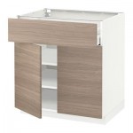 МЕТОД / МАКСИМЕРА Напольный шкаф+ящик/2дверцы - 80x60 см, Брокхульт под грецкий орех светло-серый, белый МЕТОД / МАКСИМЕРА Напольный шкаф+ящик/2дверцы - 80x60 см, Брокхульт под грецкий орех светло-серый, белый