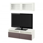 БЕСТО Шкаф для ТВ, комбин/стеклян дверцы - белый/Вальвикен темно-коричневый, прозрачное стекло, направляющие ящика,нажимные БЕСТО Шкаф для ТВ, комбин/стеклян дверцы - белый/Вальвикен темно-коричневый, прозрачное стекло, направляющие ящика,нажимные