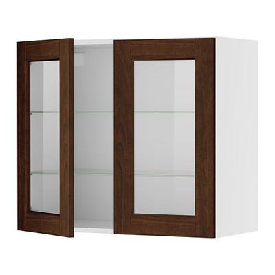 ФАКТУМ Навесной шкаф с 2 стеклянн дверями - Роккхаммар коричневый, 60x70 см