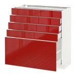 МЕТОД / МАКСИМЕРА Напольный шкаф с 5 ящиками - 80x37 см, Рингульт глянцевый красный, белый МЕТОД / МАКСИМЕРА Напольный шкаф с 5 ящиками - 80x37 см, Рингульт глянцевый красный, белый