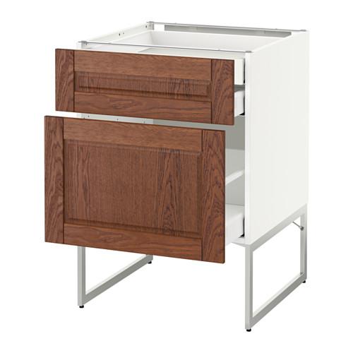 МЕТОД / МАКСИМЕРА Напольн шкаф 2фронт пнл/2низ/1вс ящ - белый, Филипстад коричневый, 60x60x60 см МЕТОД / МАКСИМЕРА Напольн шкаф 2фронт пнл/2низ/1вс ящ - белый, Филипстад коричневый, 60x60x60 см