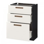 МЕТОД / ФОРВАРА Напольный шкаф с 3 ящиками - 60x37 см, Мэрста белый, под дерево черный