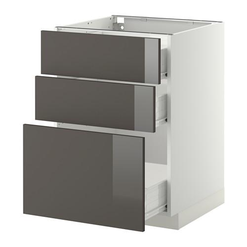 МЕТОД / ФОРВАРА Нплн шк 3 фрнт/3 средн ящика - белый, Рингульт глянцевый серый, 60x60 см МЕТОД / ФОРВАРА Нплн шк 3 фрнт/3 средн ящика - белый, Рингульт глянцевый серый, 60x60 см