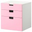 СТУВА Комод с 3 ящиками - розовый
