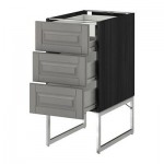 МЕТОД / ФОРВАРА Напольн шкаф 3фронт пнл/2низ/2ср ящ - 40x60x60 см, Будбин серый, под дерево черный МЕТОД / ФОРВАРА Напольн шкаф 3фронт пнл/2низ/2ср ящ - 40x60x60 см, Будбин серый, под дерево черный