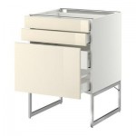МЕТОД / МАКСИМЕРА Напольн шкаф 3фронт пнл/2низ/2ср ящ - 60x60x60 см, Рингульт глянцевый кремовый, белый