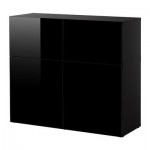 БЕСТО Комбинация для хранения с дверцами - черно-коричневый/глянцевый черный БЕСТО Комбинация для хранения с дверцами - черно-коричневый/глянцевый черный