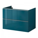 ГОДМОРГОН Шкаф для раковины с 2 ящ - глянцевый бирюзовый, 80x47x58 см