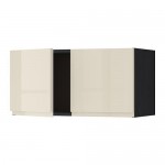 МЕТОД Навесной шкаф с 2 дверями - под дерево черный, Воксторп глянцевый светло-бежевый