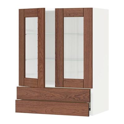 МЕТОД / ФОРВАРА Навесной шкаф/2 стек дв/2 ящика - 60x80 см, Филипстад коричневый, белый
