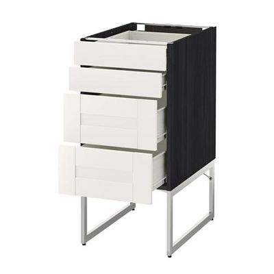 МЕТОД / ФОРВАРА Нплн шк 4 фронт/2 низк/2средн ящ - 40x60x60 см, Сэведаль белый, под дерево черный МЕТОД / ФОРВАРА Нплн шк 4 фронт/2 низк/2средн ящ - 40x60x60 см, Сэведаль белый, под дерево черный