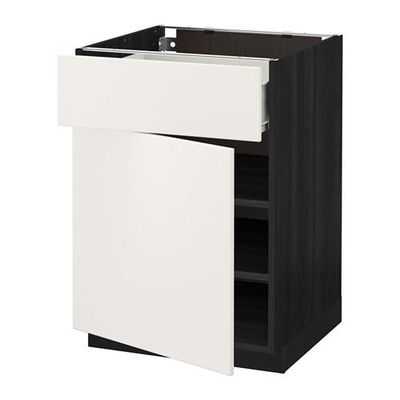 МЕТОД / ФОРВАРА Напольный шкаф с ящиком/дверью - 60x60 см, Веддинге белый, под дерево черный