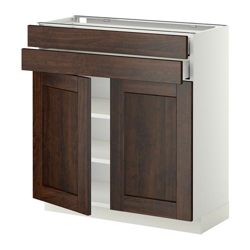 МЕТОД / МАКСИМЕРА Напольный шкаф/2дверцы/2ящика - белый, Эдсерум под дерево коричневый, 80x37 см МЕТОД / МАКСИМЕРА Напольный шкаф/2дверцы/2ящика - белый, Эдсерум под дерево коричневый, 80x37 см