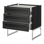 МЕТОД / ФОРВАРА Напольн шкаф 3фронт пнл/2низ/2ср ящ - 80x60x60 см, Лаксарби черно-коричневый, под дерево черный МЕТОД / ФОРВАРА Напольн шкаф 3фронт пнл/2низ/2ср ящ - 80x60x60 см, Лаксарби черно-коричневый, под дерево черный