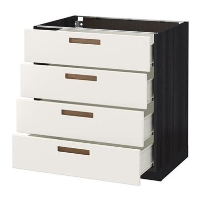 МЕТОД / ФОРВАРА Напольн шкаф 4 фронт панели/4 ящика - 80x60 см, Мэрста белый, под дерево черный МЕТОД / ФОРВАРА Напольн шкаф 4 фронт панели/4 ящика - 80x60 см, Мэрста белый, под дерево черный