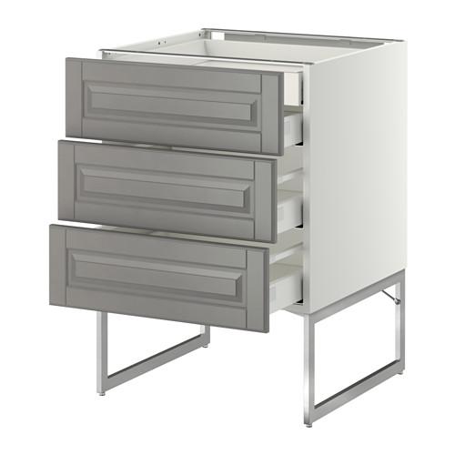 МЕТОД / МАКСИМЕРА Напольн шкаф 3фронт пнл/2низ/2ср ящ - белый, Будбин серый, 60x60x60 см МЕТОД / МАКСИМЕРА Напольн шкаф 3фронт пнл/2низ/2ср ящ - белый, Будбин серый, 60x60x60 см