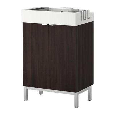 ЛИЛЛОНГЕН Шкаф под раковину с 2 дверц - черно-коричневый, 60x41x92 см ЛИЛЛОНГЕН Шкаф под раковину с 2 дверц - черно-коричневый, 60x41x92 см