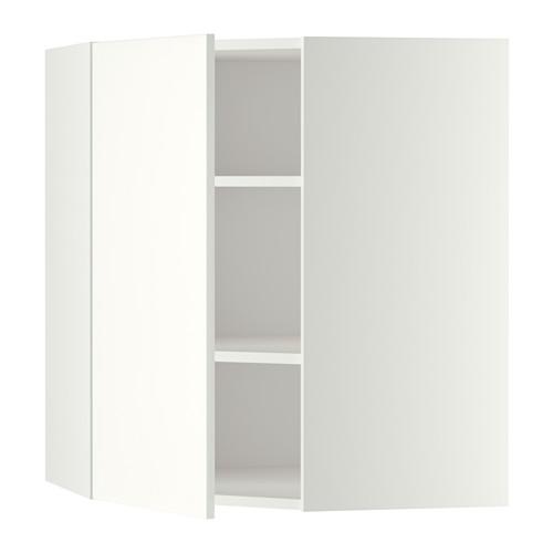 METOD угловой навесной шкаф с полками белый/Хэггеби белый 67.5x67.5x80 cm
