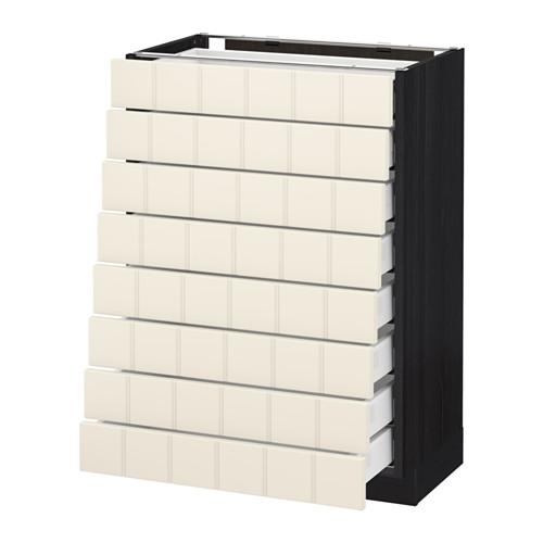 МЕТОД / МАКСИМЕРА Наполн шкаф 8 фронт/8 низк ящиков - под дерево черный, Хитарп белый с оттенком, 60x37 см МЕТОД / МАКСИМЕРА Наполн шкаф 8 фронт/8 низк ящиков - под дерево черный, Хитарп белый с оттенком, 60x37 см