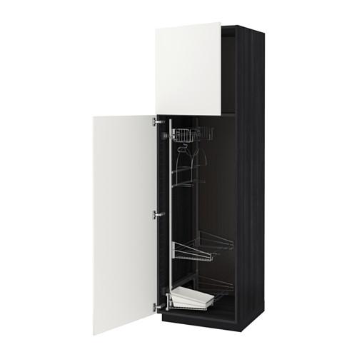 МЕТОД Выс шк с отд д/акс д/убрк - под дерево черный, Хэггеби белый, 60x60x200 см МЕТОД Выс шк с отд д/акс д/убрк - под дерево черный, Хэггеби белый, 60x60x200 см