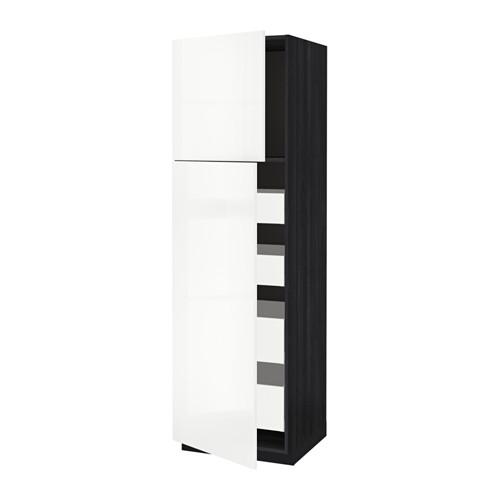 МЕТОД / МАКСИМЕРА Высокий шкаф/2дверцы/4ящика - под дерево черный, Рингульт глянцевый белый, 60x60x200 см МЕТОД / МАКСИМЕРА Высокий шкаф/2дверцы/4ящика - под дерево черный, Рингульт глянцевый белый, 60x60x200 см