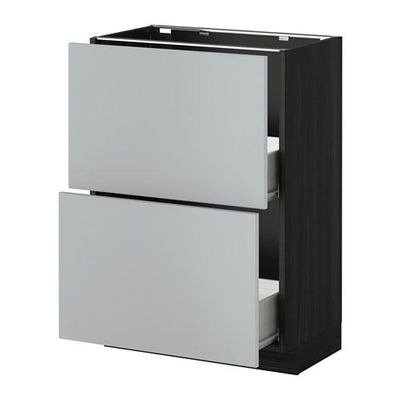 МЕТОД / ФОРВАРА Напольный шкаф с 2 ящиками - 60x37 см, Веддинге серый, под дерево черный МЕТОД / ФОРВАРА Напольный шкаф с 2 ящиками - 60x37 см, Веддинге серый, под дерево черный