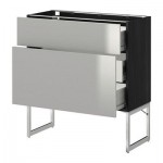 МЕТОД / ФОРВАРА Наполн шк 2 фрнт/3 средн ящ - 80x37x60 см, Гревста нержавеющ сталь, под дерево черный