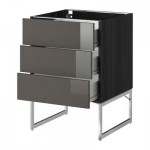 МЕТОД / ФОРВАРА Нплн шк 3 фрнт/3 средн ящика - 60x60x60 см, Рингульт глянцевый серый, под дерево черный МЕТОД / ФОРВАРА Нплн шк 3 фрнт/3 средн ящика - 60x60x60 см, Рингульт глянцевый серый, под дерево черный