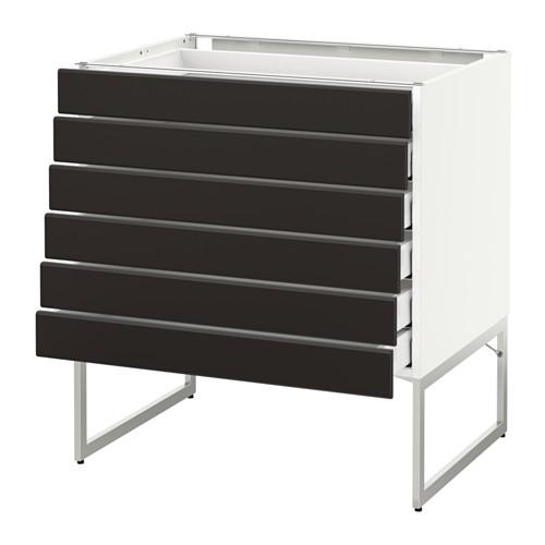 МЕТОД / МАКСИМЕРА Напольн шкаф 6фронт пнл/6 низ ящ - белый, Кунгсбакка антрацит, 80x60x60 см