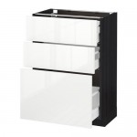 МЕТОД / МАКСИМЕРА Напольный шкаф с 3 ящиками - под дерево черный, Рингульт глянцевый белый, 60x37 см МЕТОД / МАКСИМЕРА Напольный шкаф с 3 ящиками - под дерево черный, Рингульт глянцевый белый, 60x37 см