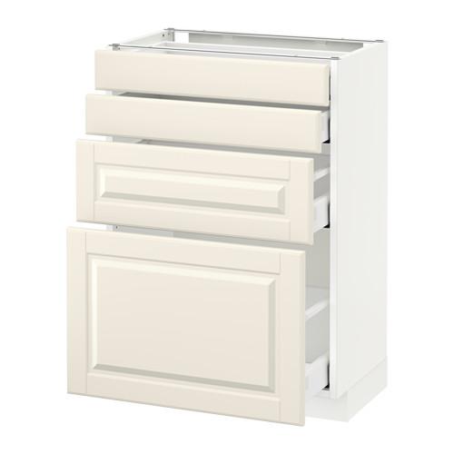 МЕТОД / МАКСИМЕРА Напольн шкаф 4 фронт панели/4 ящика - белый, Будбин белый с оттенком, 60x37 см