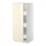 МЕТОД / МАКСИМЕРА Высокий шкаф с ящиками - 60x60x140 см, Рингульт глянцевый кремовый, белый МЕТОД / МАКСИМЕРА Высокий шкаф с ящиками - 60x60x140 см, Рингульт глянцевый кремовый, белый