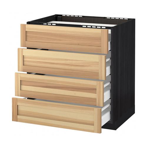 МЕТОД / МАКСИМЕРА Напольн шкаф/4фронт пнл/4ящика - под дерево черный, Торхэмн естественный ясень, 80x60 см