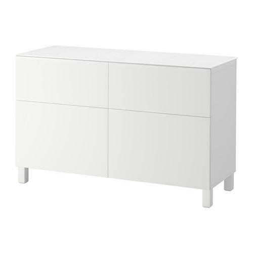 БЕСТО Комб для хран с дверц/ящ - белый/Лаппвикен белый, направляющие ящика,нажимные