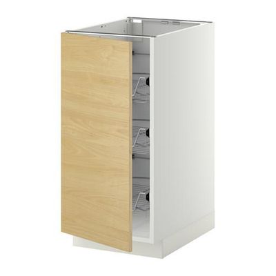 МЕТОД Напольный шкаф с проволочн ящиками - 40x60 см, Тингсрид под березу, белый