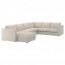ВИМЛЕ 5-местный угловой диван - с козеткой/Гуннаред бежевый