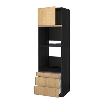 МЕТОД / ФОРВАРА Выс шкаф д/дхвк/комб дхвк+двр/3ящ - 60x60x200 см, под дерево черный, Экестад дуб МЕТОД / ФОРВАРА Выс шкаф д/дхвк/комб дхвк+двр/3ящ - 60x60x200 см, под дерево черный, Экестад дуб