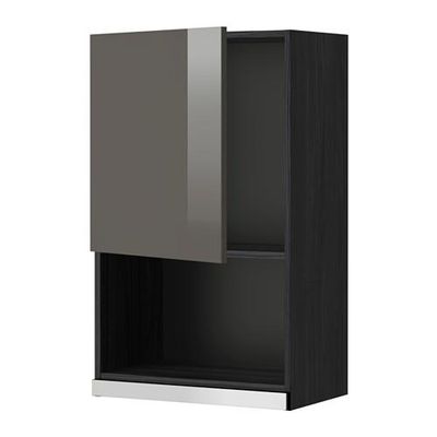 МЕТОД Навесной шкаф для СВЧ-печи - 60x100 см, Рингульт глянцевый серый, под дерево черный МЕТОД Навесной шкаф для СВЧ-печи - 60x100 см, Рингульт глянцевый серый, под дерево черный