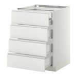 МЕТОД / ФОРВАРА Нплн шк 4фрнт/2нзк/3срд ящ - 60x60 см, Нодста белый/алюминий, белый